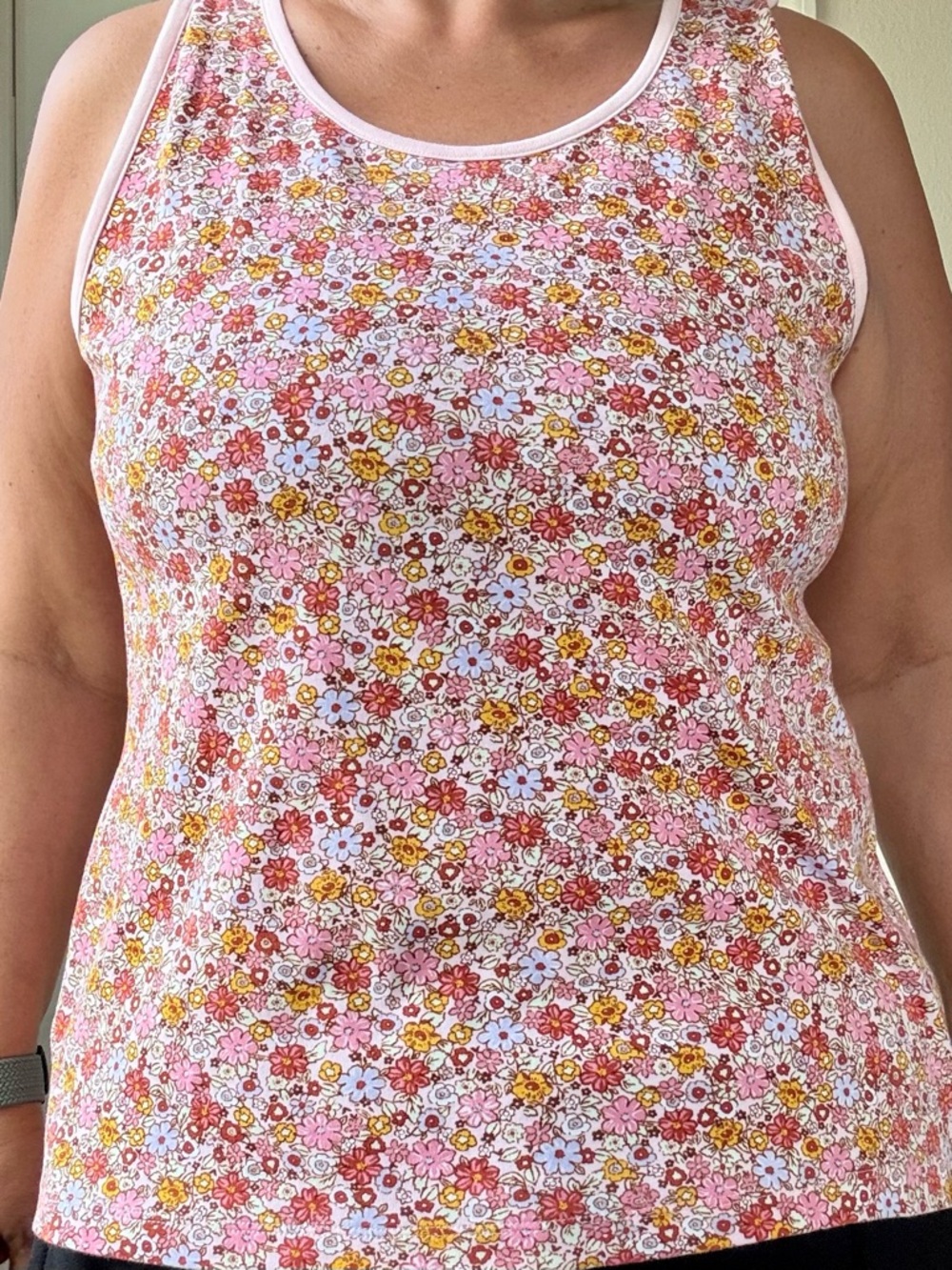 Lands' End Pink Multi Floral Scoop Tank